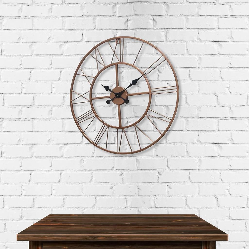 Металлические аналоговые настенные часы, 60 см, легко читаемые для гостиной/дома/кухни - черные (24-дюймовый)