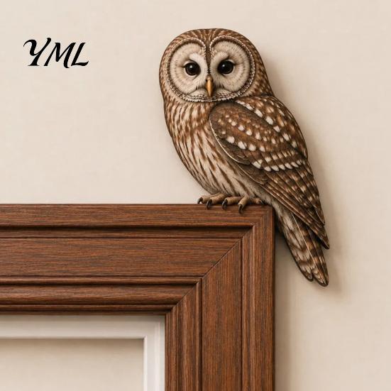 Decorative Corner Figurine for Shelves Wooden Bird Door Topper Decor, Adorable Shape Statue, Handcrafted Wood Decor Sign, Woodland Small Room