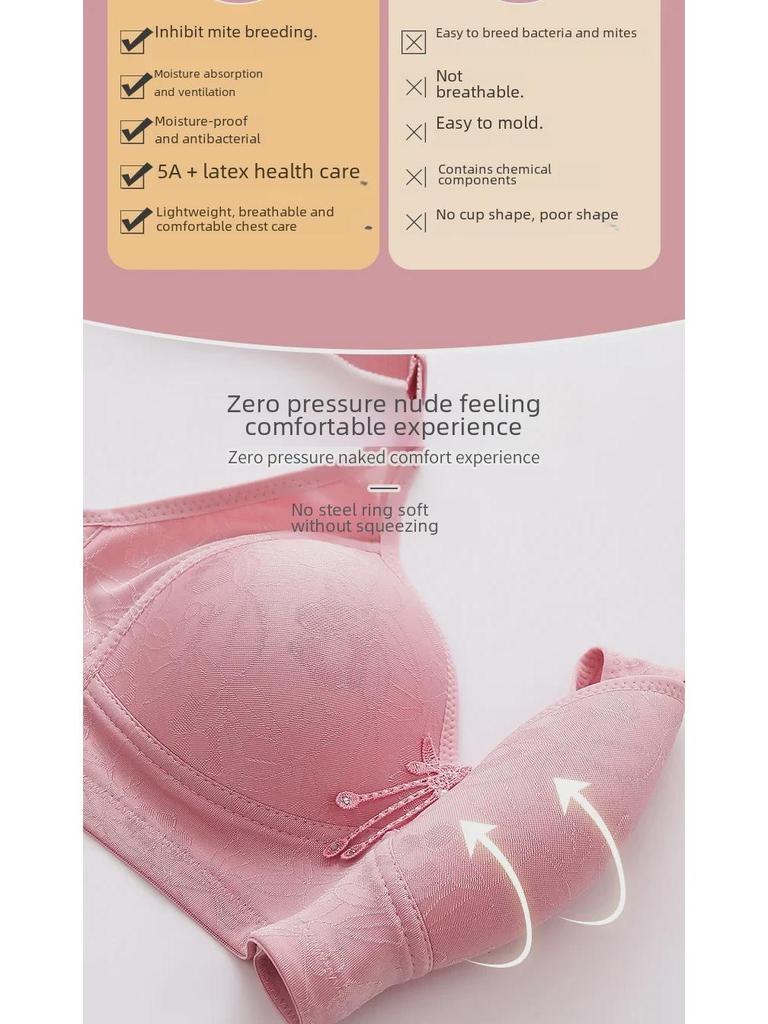 Breast-Lifting No-Wire Jacquard Bra for Middle-Aged & Elderly - Thin Mold Cup, Adjustable & Reducing.