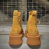 Fashion Yellow Chunky Platform Boots Women Fiber Leather Luxury Design Shoes for Women Thick Bottom Heightening Retro Ankle Boots Botas