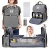 Foldable Bed Diaper Bag With Changing Station Insulated Pocket And Large Capacity Multifunctional Double Shoulder Mommy Bag