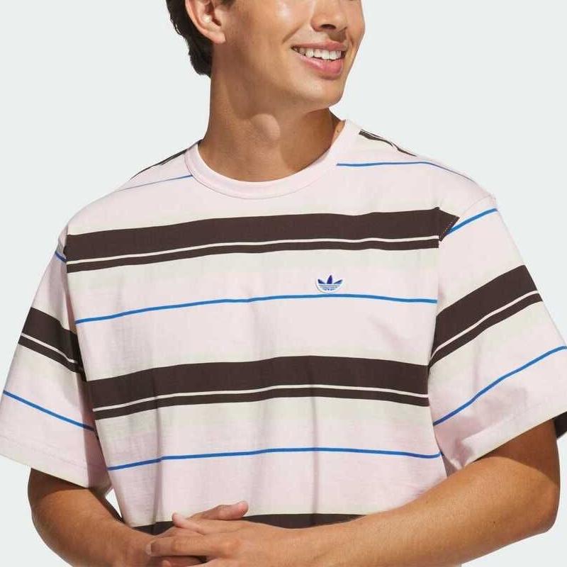 adidas Мужская футболка Originals в полоску свободного кроя с круглым вырезом и коротким рукавом Топы KX1269