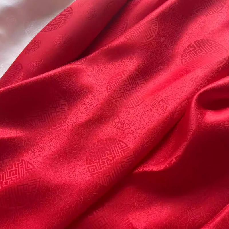 17 Ом Шелковая Ткань Традиционный Китайский Жаккард Хлопок с Шелковой Нитью Шармёз Креп Ткань для Шитья Чонсам Ширина Ткани 114 см