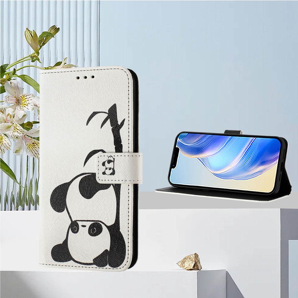 Cute Panda Luxury Painted Leather Case Wallet PU Leather Book Style Cover for Samsung Galaxy S21 S22 S23 S24,Note10 Note20,A13 A15 A16 A06 A54...