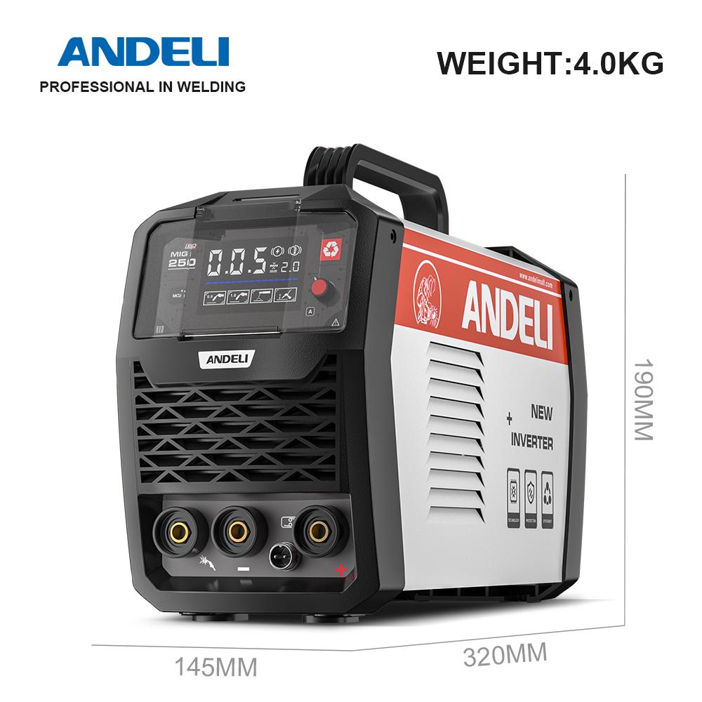 Inverter Semi-automatic Welding Machine ANDELI MIG-250 LED MIG/MMA/LIFT TIG 3 In 1 Multiprocess Welder