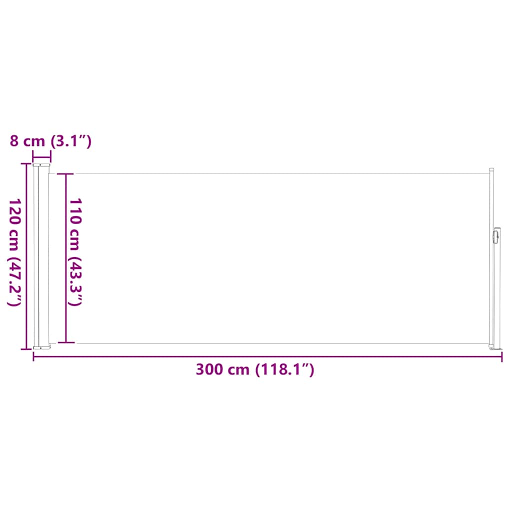 Retractable Side Awning 120x300 cm Brown