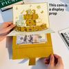 3D Pop-Up Birthday Red Envelope Greeting Card 6 Card Slots Foldable Musical Light Greeting Card Red Gold