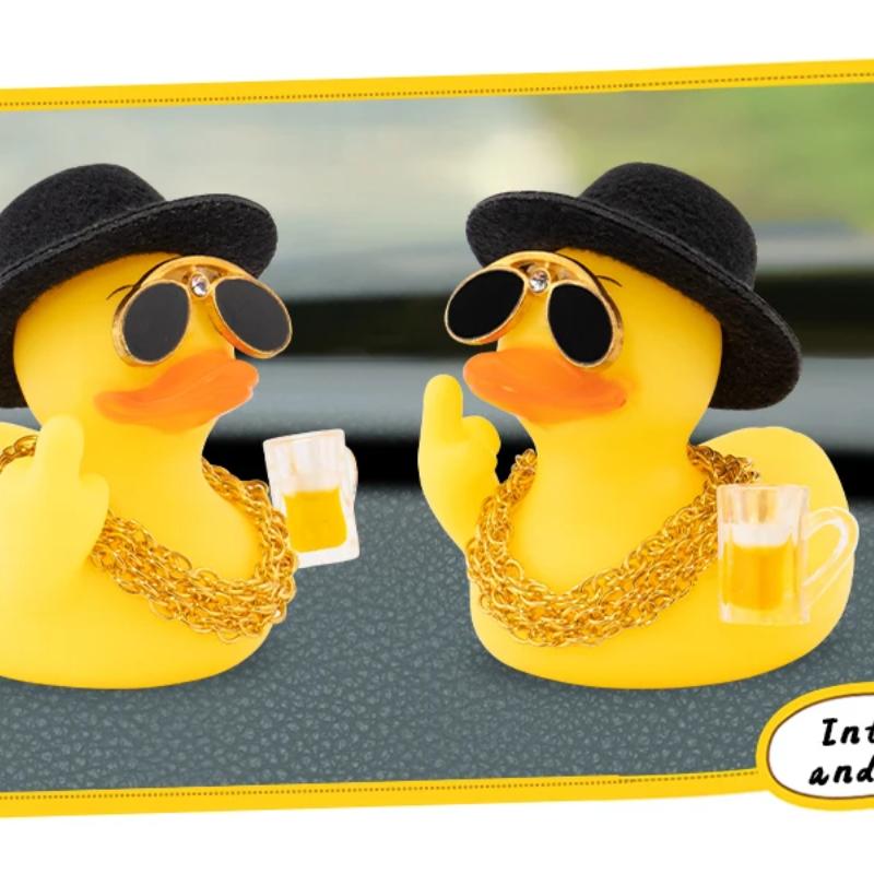 Rubber Middle Finger Duck Car Ornament Funny Office Gift Car Dashboard Decoration Quirky Decor Rubber Duck Funny Car Accessories