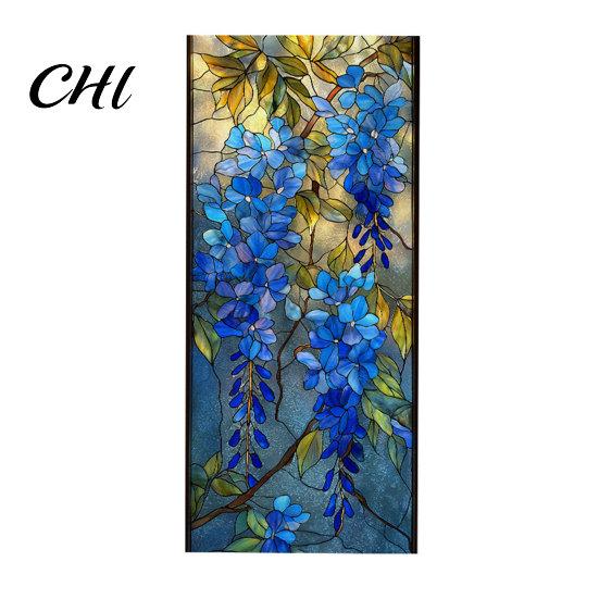 Static Glass Sticker Sticker, Colored Flower Texture Window Film, UV Privacy Film Light Blocking Waterproof Dustproof Decal for Home Decor Decoration