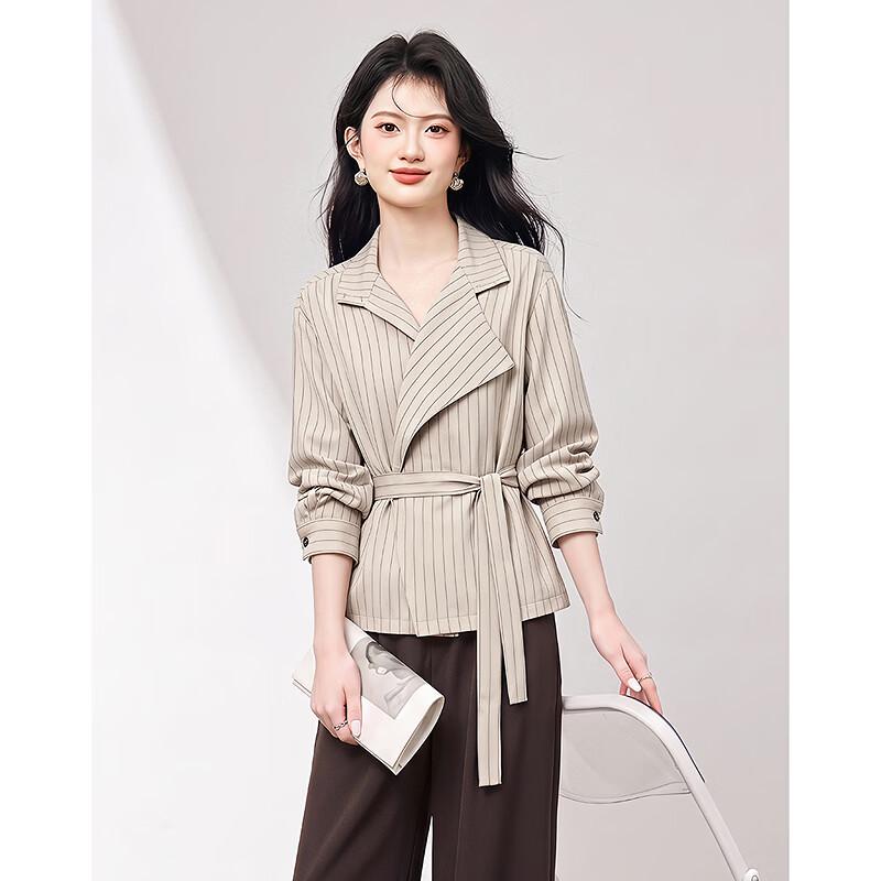Si Shui Nian Hua Elegant Striped Long-Sleeve Two-Piece Set