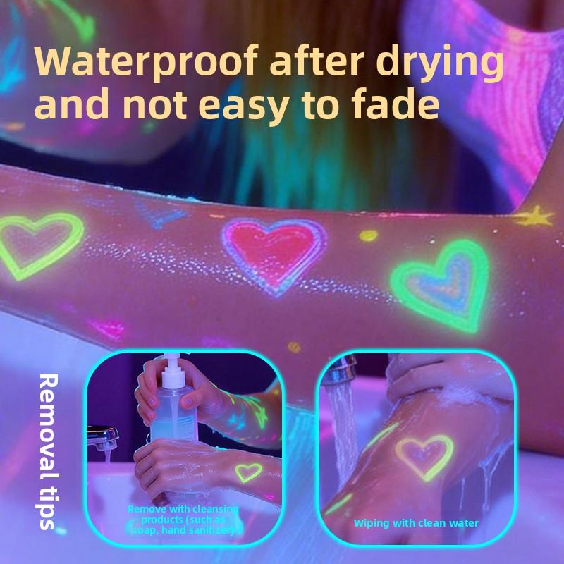 UV Face Paint Temporary Tattoo Pen Water-Washable Body Fluorescent Art Marker Festival Party Dual-Headed 12-Color Erasable