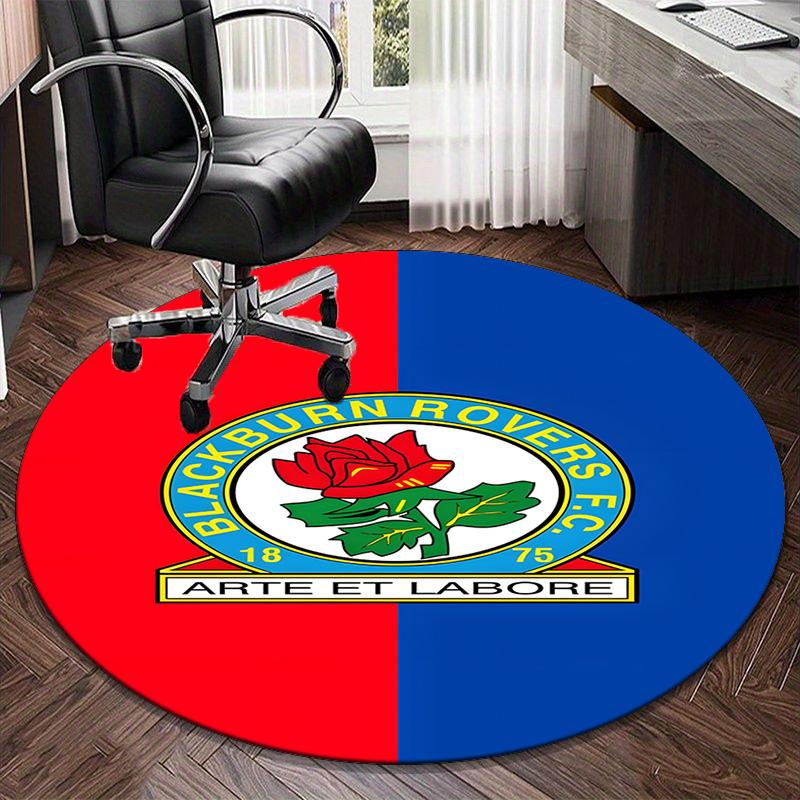 1PC round rug Rovers Crest Football Club Printed Round Area Rug ,Rug For Home Office, Round Chair Rug, Decorative Carpet Fan gifts Christmas gift