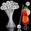 12 Pcs Disco Ball Drink Stirrers Plastic Swizzle Sticks for Coffee Cocktails Mirror Ball Cocktail Stir Sticks Home Bar Use