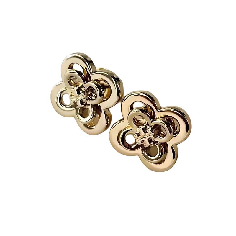 TORY BURCH Four-leaf clover design 18k gold stud earrings women's gold 153719-720-gold F