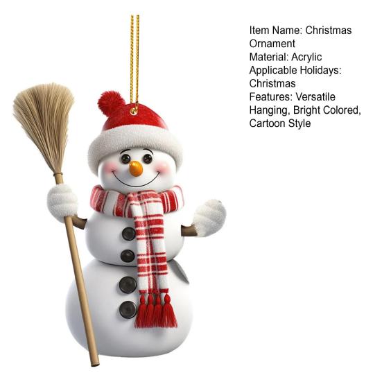 Рождественский снеговик, украшение, плоский акриловый подвесной декор, мультяшный снеговик, праздничная подвеска для рождественской елки, автомобильная дверь