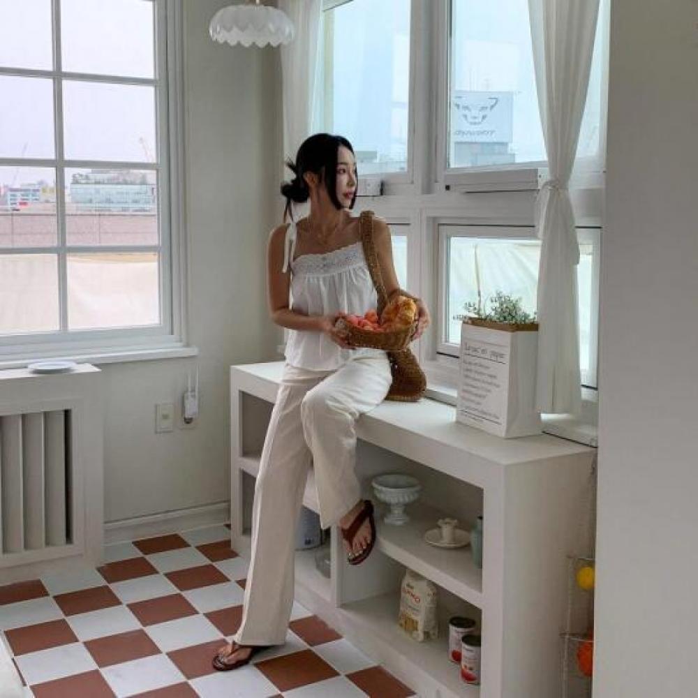 New Arrivals Open Run Bikero Women Linen Pants Pintuck Summer Long