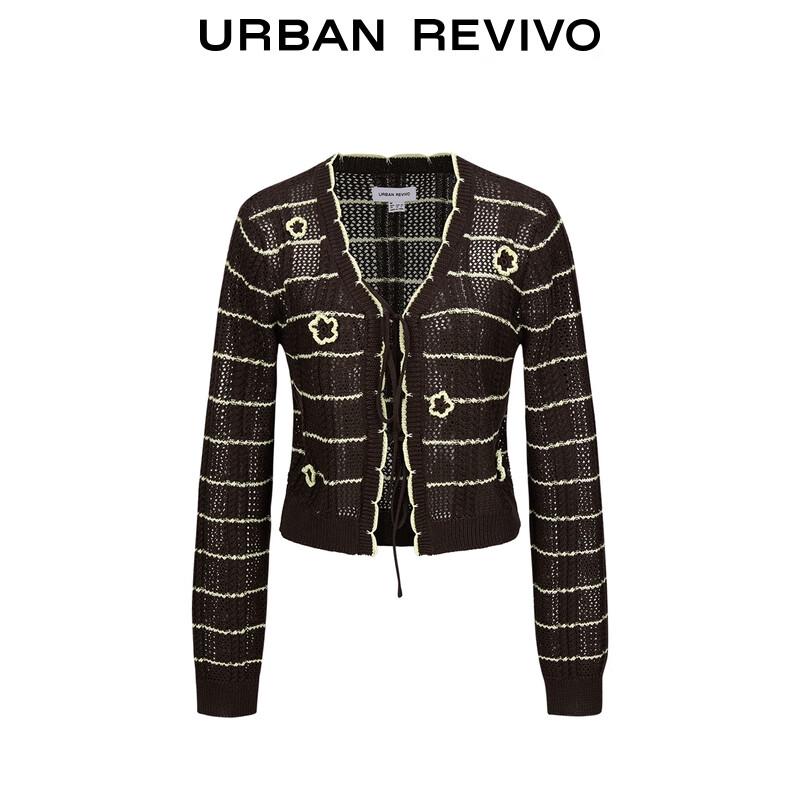 UR Women's Casual Cropped Color Block Knit Cardigan