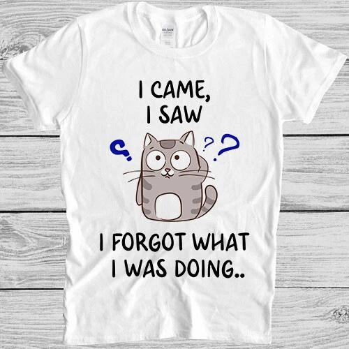Я пришел Я увидел Я забыл что делал Кот Рыба Думающий Подарок Футболка T Shirt M1135