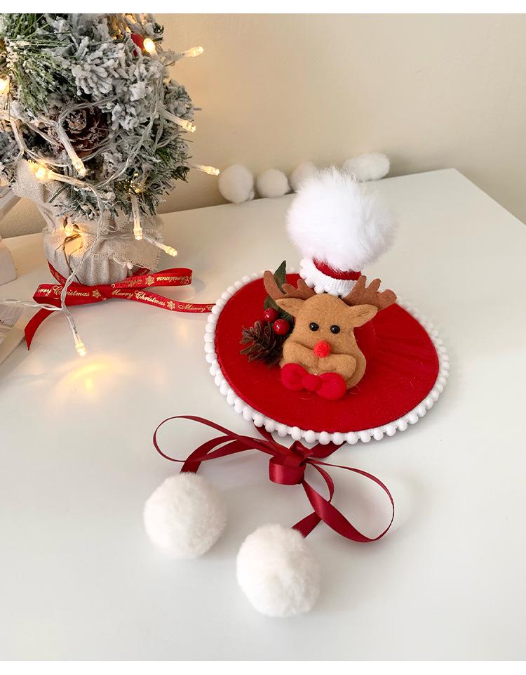 Женский красный 3D галстук-бабочка, шляпа-цилиндр с оленем - Рождественский праздничный аксессуар для волос