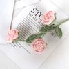 2PCS Artificial Hand-Woven Roses Knitting Crochet Flower Bouquet Crochet Handmade Rose Flowers Wedding Decor Anniversaries Celebrations Birthday Gift