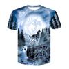 3D цифровая печатная футболка с круглым вырезом и коротким рукавом с животным рисунком для мужчин и женщин, повседневные футболки для пар в стиле панк