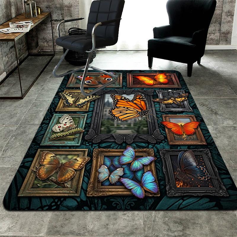 Butterfly Collection Pattern Rug Floor Mat for Living Room or Bedroom Soft and Comfortable Carpet a Gift for Birthday and Holiday.