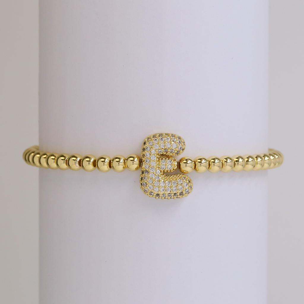 Trendy Hot Sale Hip Hop 18k Gold Plated 26 English Zircon Letters Bracelet Fashion Copper Beading Bracelet Women's Gift Jewelry