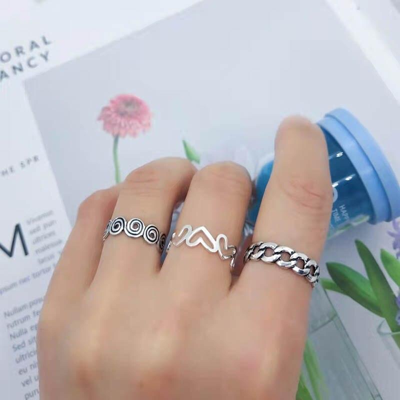 Ins античная родиевая цепочка в форме сердца с завитками геометрическая мужская манжета на костяшки пальцев открытая корейская мода женские украшения для вечеринок