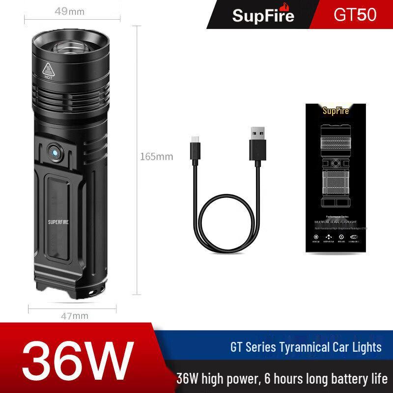 SupFire GT50 High-Power 2900LM Rechargeable Flashlight