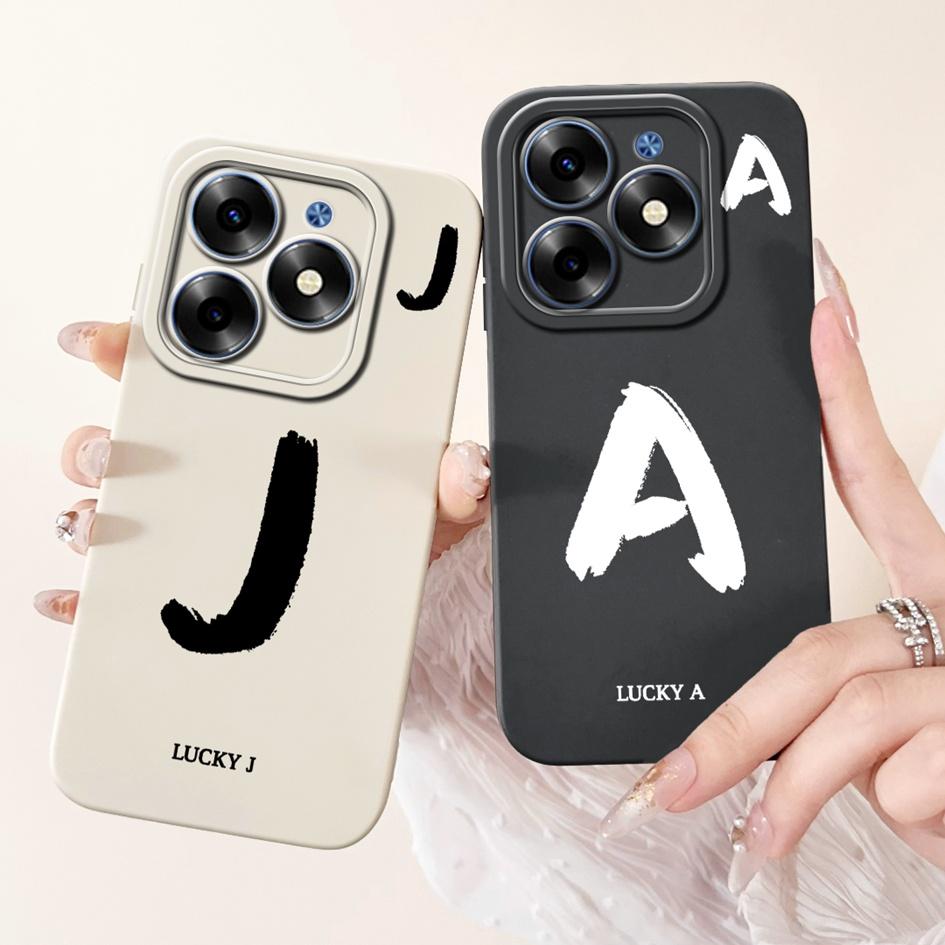 Для Tecno Spark Go 2024 Чехол BG6 BG6i Pop 8 Простой A Z Буквы Силиконовый Защита Камеры Funda на Tecno Spark 20 20C Задняя Крышка