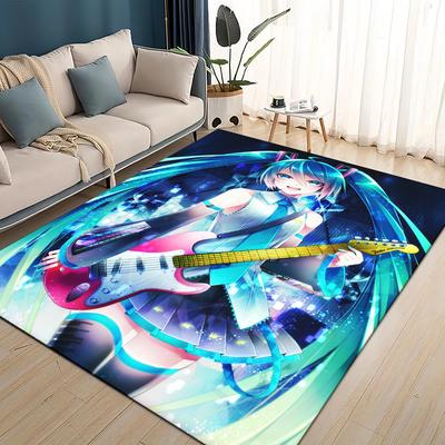 3D M-MIKUS Музыкальная VOCALOID Мультяшная Девочка Ковер для Гостиной Спальни Домашний Декор, Детская Игровая Нескользящая для Дивана Придверный Коврик