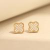 Classic fashion micro-inlaid zircon gold and silver gold-plated earrings versatile leaf stud earrings without ear holes ear clip earrings for women
