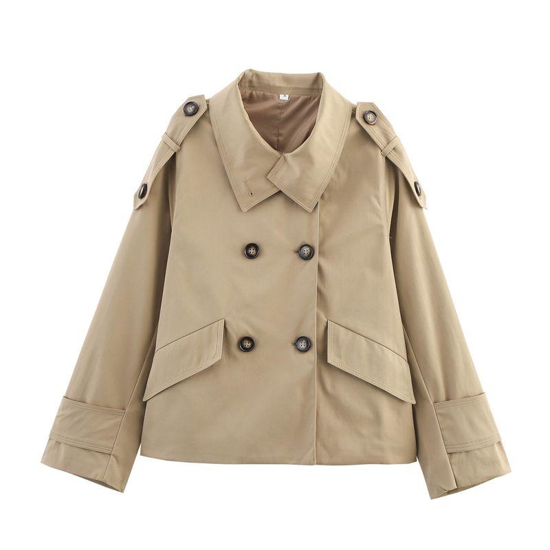 Kaslead New Women clothes Western Style Fashion Simple and Versatile Two Colors Trench coat Long sleeve Outerwear