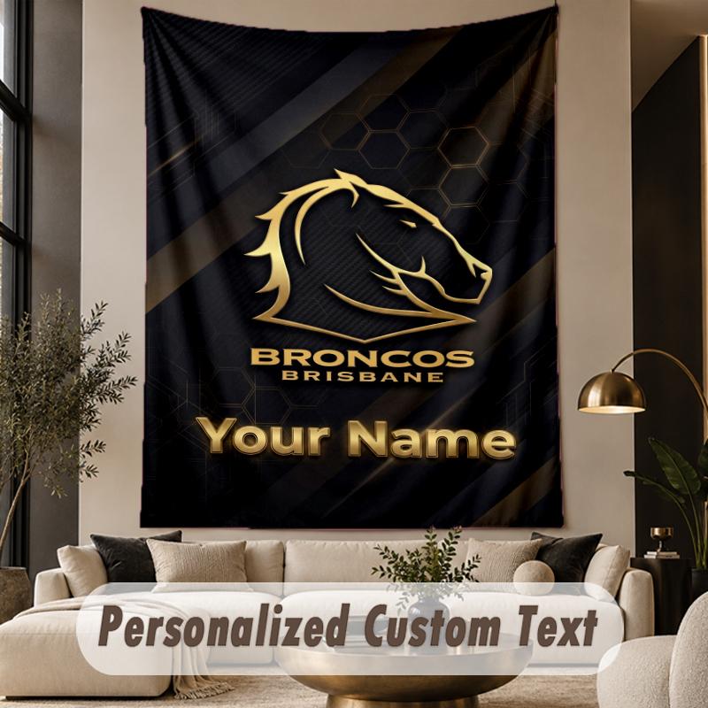 Custom Text Tapestry Brisbane Broncos Print Wall Tapestry Indoor Living Room Wall Decor