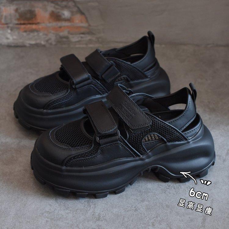 Полые папины кроссовки женские дышащие 2025 лето новые на липучке сетчатые универсальные толстая подошва легкие спортивные сандалии тренд