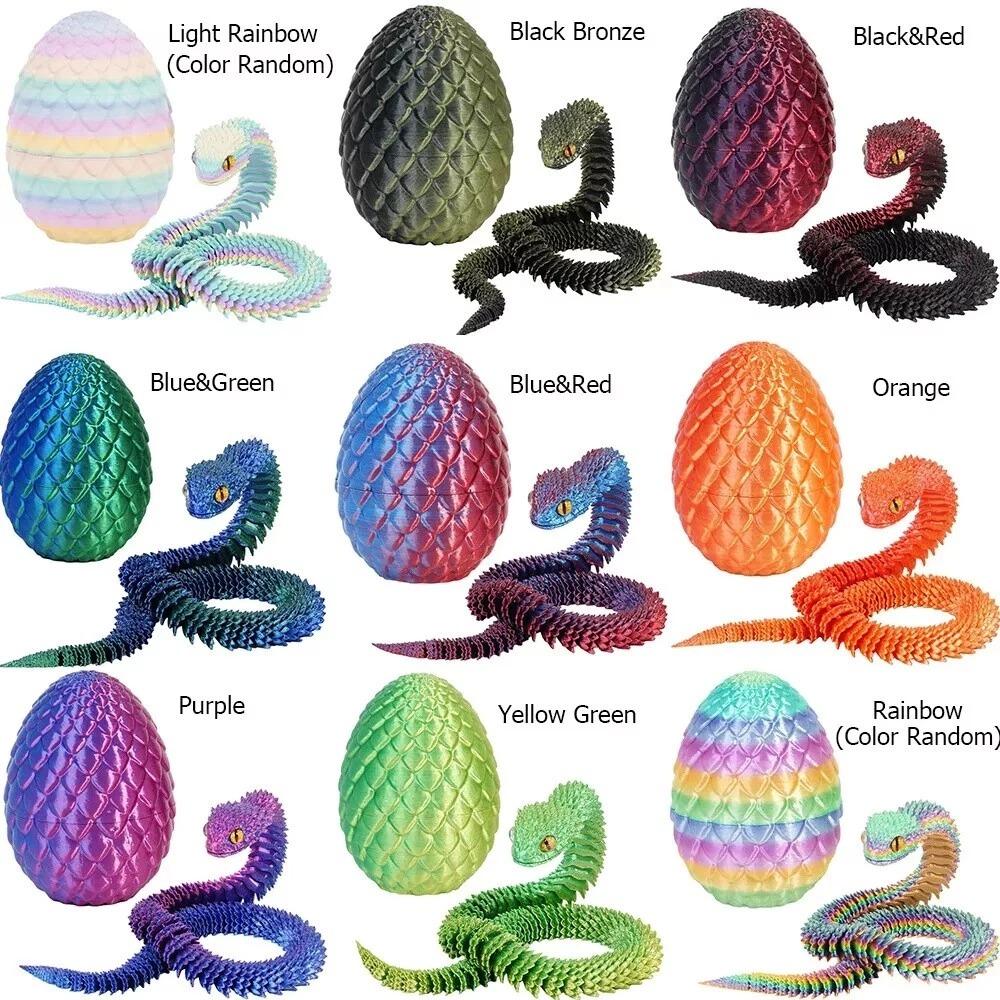 3D Printed Snake with Egg Joint Mobility Simulate Snake Ornament Desktop Home Animal Decoration Kids Desktop accessories