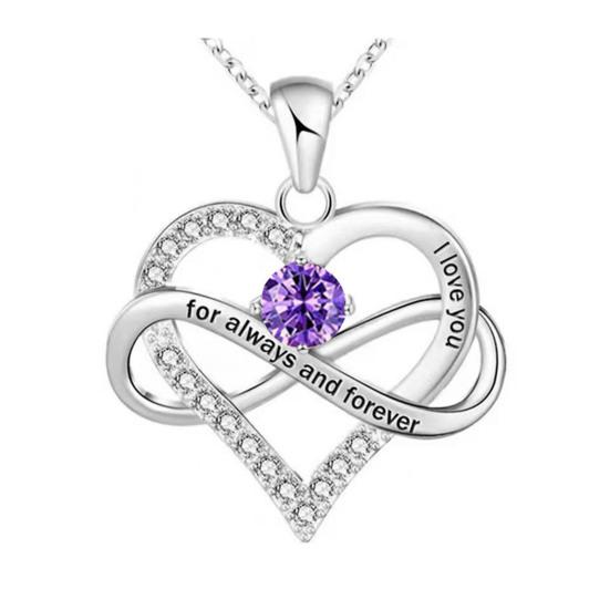 Ожерелье в форме сердца для женщин Романтичная подвеска в форме сердца с надписью «Я люблю тебя вечно» из кубического циркония