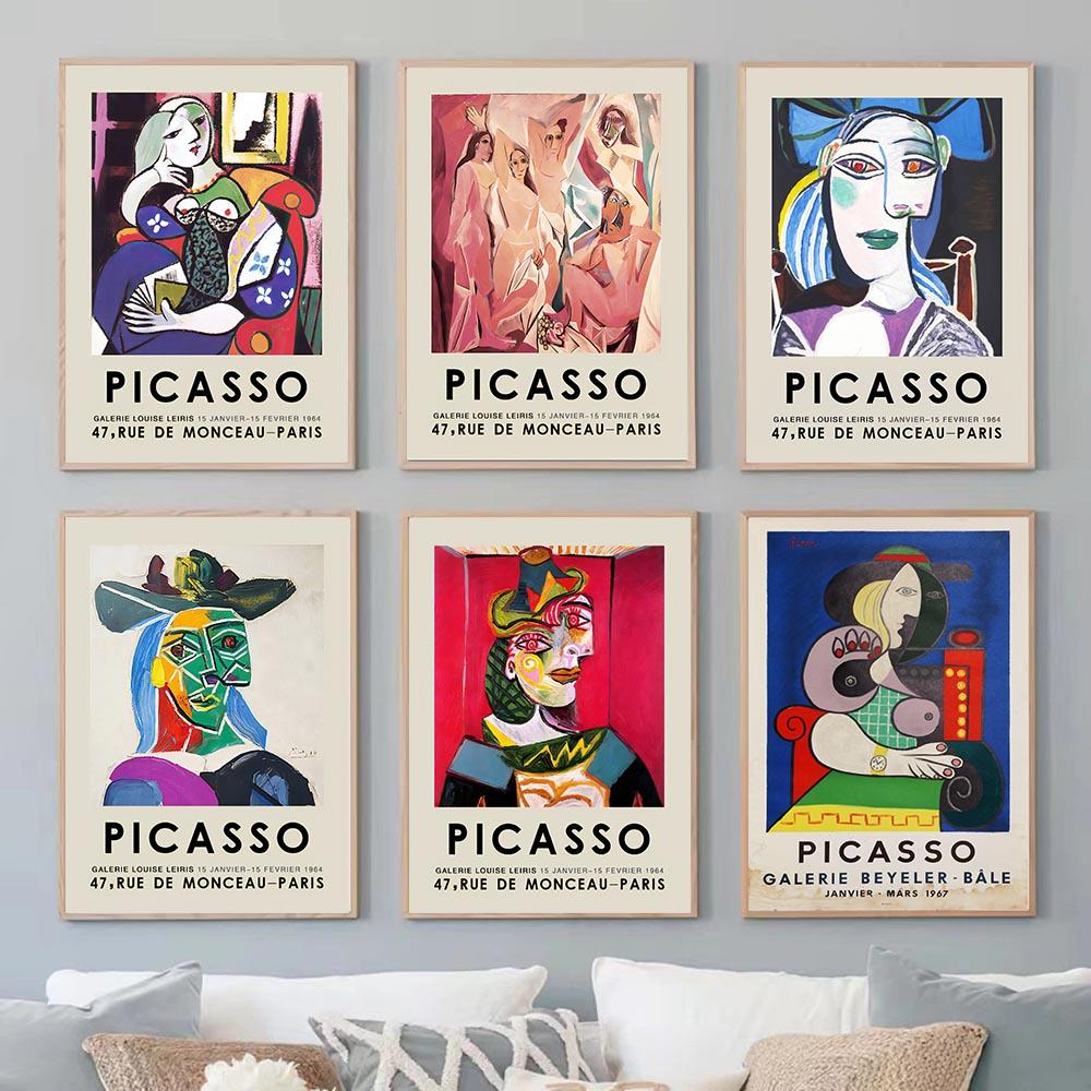 Выставка «Абстрактная девушка Пикассо» Красочные современные плакаты и гравюры, настенные росписи и картины маслом