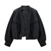 Модная женская короткая кожаная куртка в корейском стиле с воротником-стойкой, весенне-осенняя мотоциклетная куртка, повседневный тренд в гонконгском стиле
