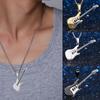 Jewelry Stainless Steel Music Guitar Necklace Pendant Chain