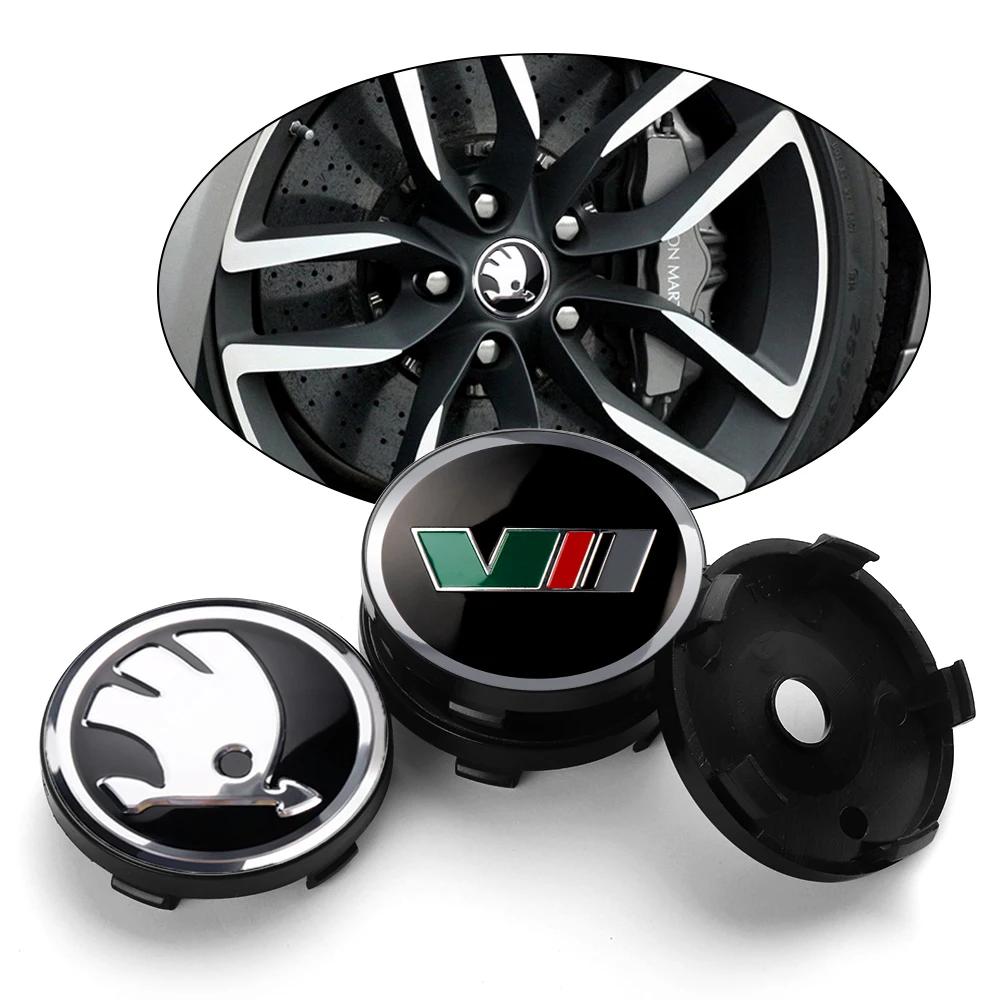 2025 Hot 4Pcs Aluminum Alloy Car Wheel Center Hub Caps Cover Rim Sticker Badge For Skoda Octavia 2 VII Fabia Rapid Superb Scala