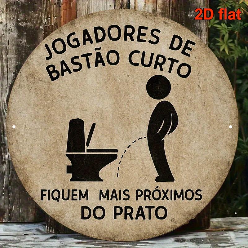 D Flat Vintage Portuguese Bathroom Sign Funny Toilet Humor Decor with Male Silhouette Vintage Restroom Plaque Suitable f
