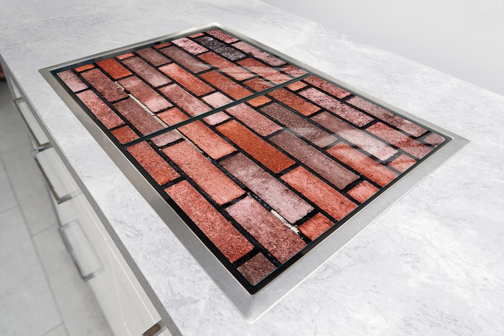СТЕКЛЯННАЯ ЗАЩИТНАЯ ПАНЕЛЬ ДЛЯ КУХНИ 2x35x52 КИРПИЧ