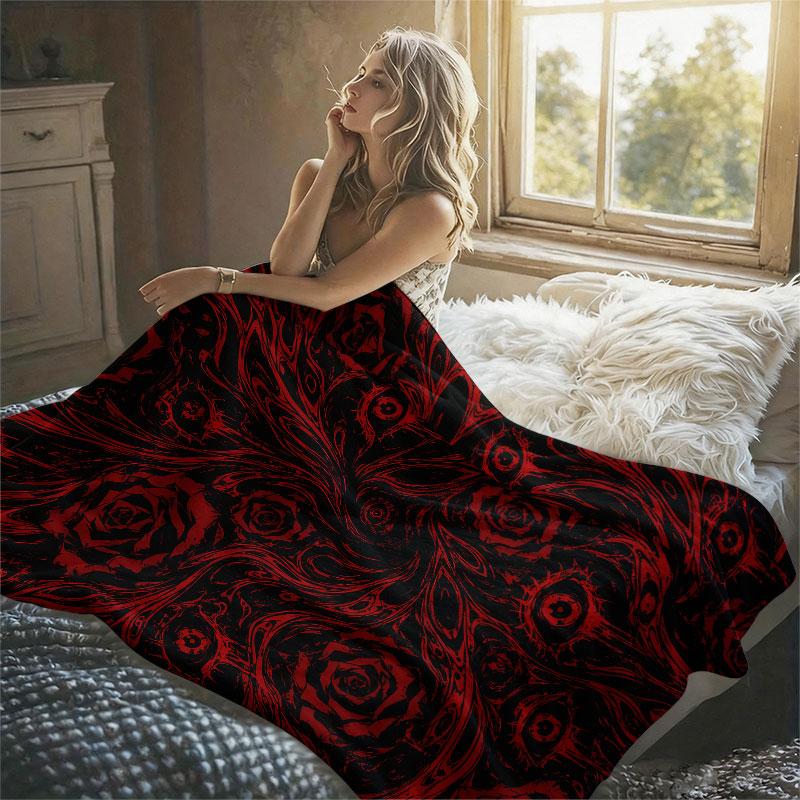 Dark Purple Lace Flannel Blanket Warm Soft Halloween Christmas Decorative Couch Warm Cozy All-Season Gift