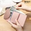 Маленький кожаный RFID-кошелек для женщин с отделением для монет, компактный трехскладной мини-карманный кошелек с отделением для купюр и держателями для карт