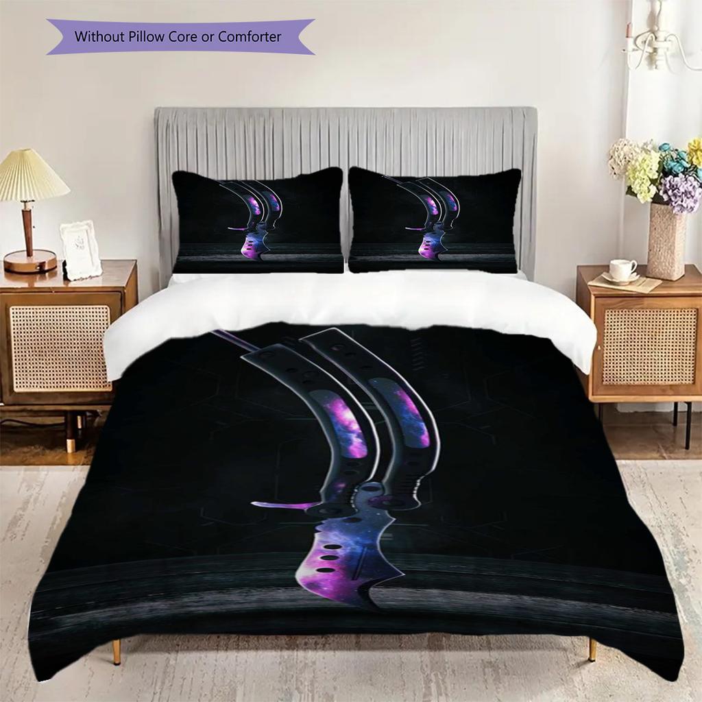 Rainbow Karambit Knife Unique Versatile Threepiece Set 1 Duvet Cover 2 Pillowcase Without Core Soft And Comfortable Bedding Set