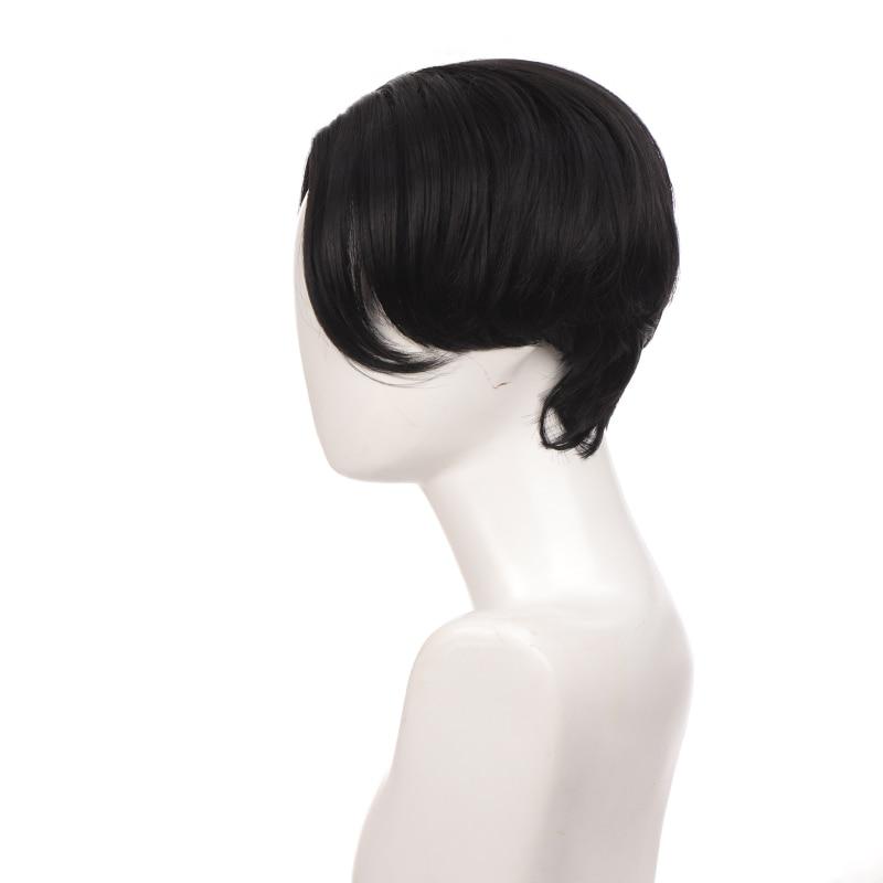 LUPU Черный короткий парик, средняя часть сбоку, натуральные накладные волосы для мужчин, синтетические парики, рождественский косплей, высокотемпературное волокно
