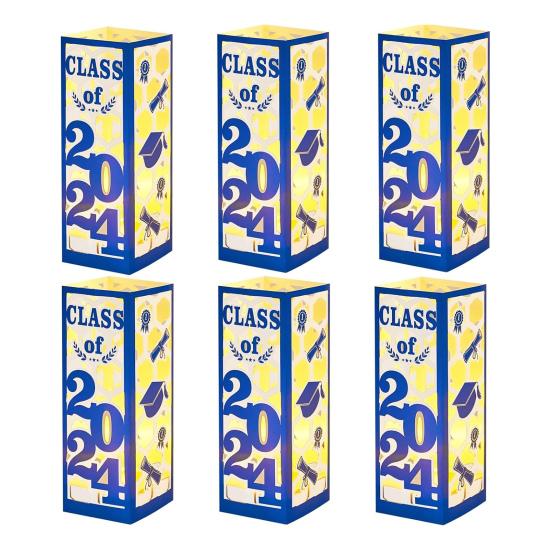 6 шт. освещенных выпускных центральных украшений для выпускного класса 2025 года, фонарики, украшения для выпускного со светодиодной подсветкой для выпускного в колледже, принадлежности для вечеринки