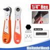 Mini Ratchet Wrench Screwdriver 1/4 Hex Adjustable Quick Release Socket Handle Repair Hand Tool For Car Repair Close Quarters