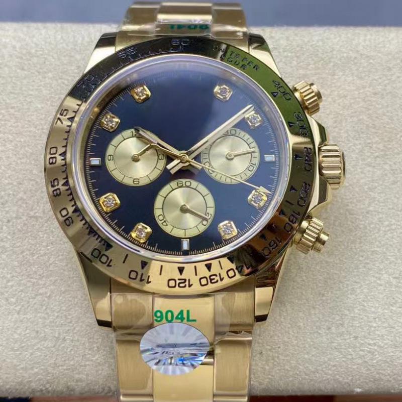 Мужские автоматические механические часы Rolex Daytona 40 мм, многофункциональные, с инкрустацией бриллиантами.